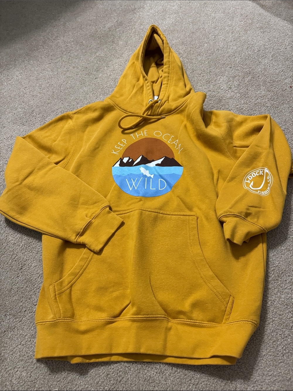 Keep the Ocean Wild Mustard Yellow Graphic Hoodie